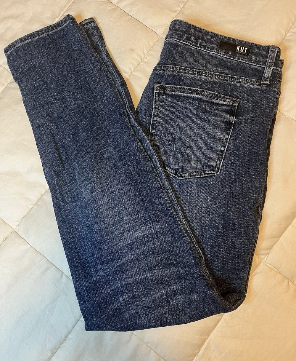 Kut From The Kloth Women's Size 8 Distressed Juliet Slouchy Boyfriend Blue Jeans